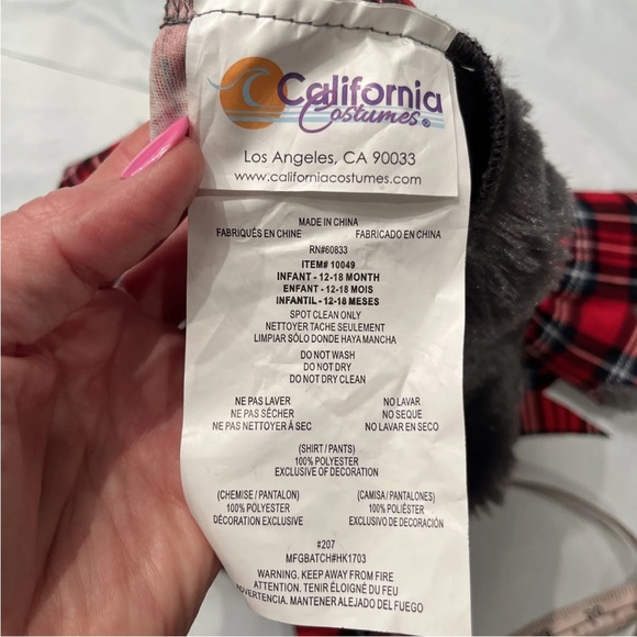 WOLF COSTUME baby 12-18 Months GRAY Animal FURRY Halloween FUR HEAD, SHIRT PANTS - Picture 11 of 11